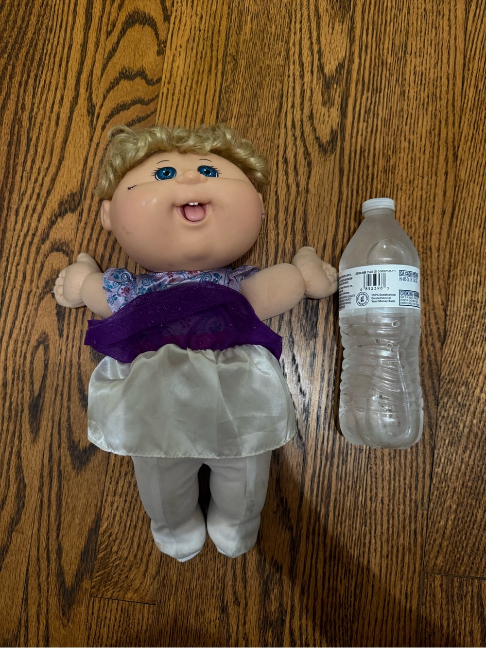 Plush Baby Doll with Purple Dress and Blonde Hair cabbage patch kids